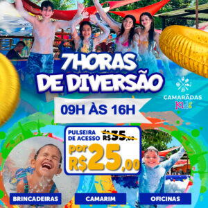7 Horas de Diversão no Camaradas Park - Pulseira de acesso total ao Espaço Kids + Rodízio de Algodão doce e Pipoca de R$35,00 por R$25,00.