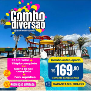 Combo Diversão no Ytacaranha Park com 02 Entradas + Tilápia completa ou Carne de Sol completa + Acesso ao Park Aquático de R$219,90 por apenas R$169,90.